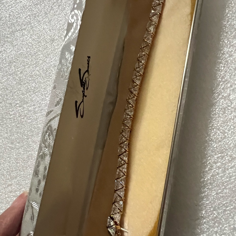 Suzanne Somers gold over stirring Silver 925 stamped CZ tennis bracelet NIB - Picture 15 of 16